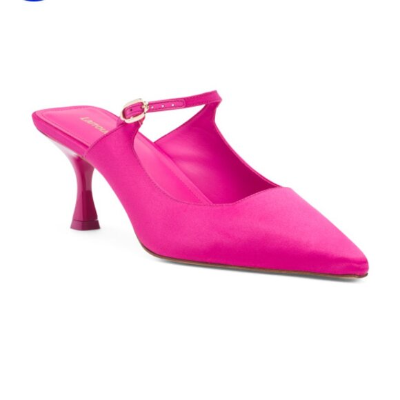Larroudé Ines Mule Heels In Magenta Leather - Picture 1 of 2